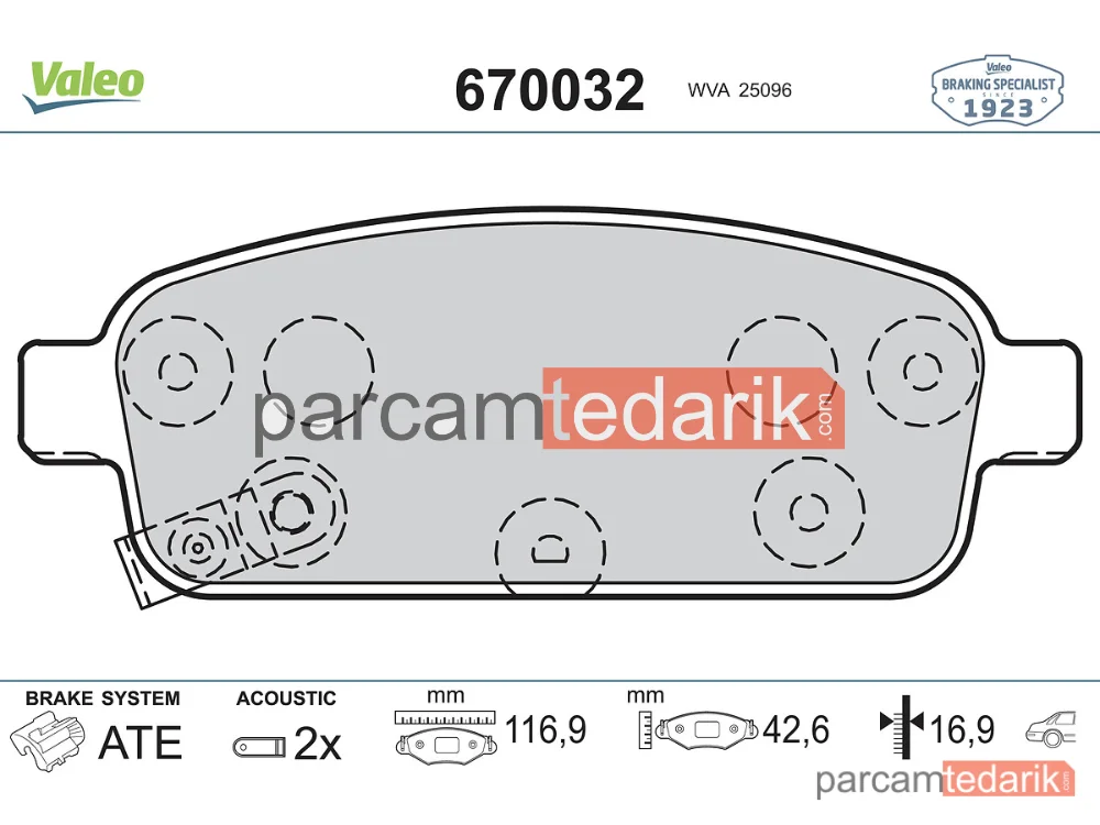 670032 | Fren Balatası (Arka) — Opel Zafira Tourer C, Opel Astra J, Chevrolet Cruze